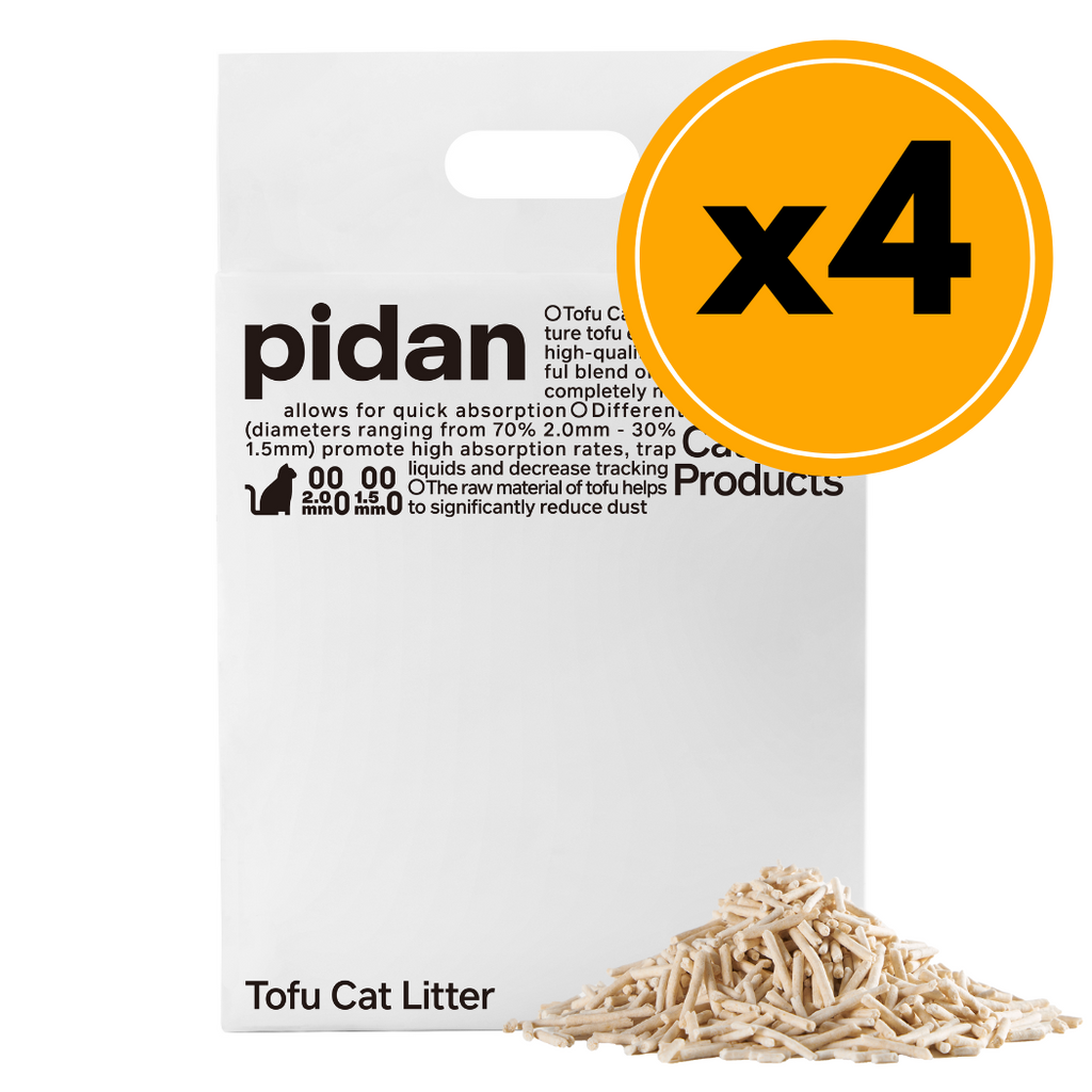 pidan Tofu Cat Litter | 70% 2mm mix 30% 1.5mm Original Tofu Cat Litter (Pure Tofu) | 2.4 kg per bag - 4 Bag Bundle | PD1611M1X4E