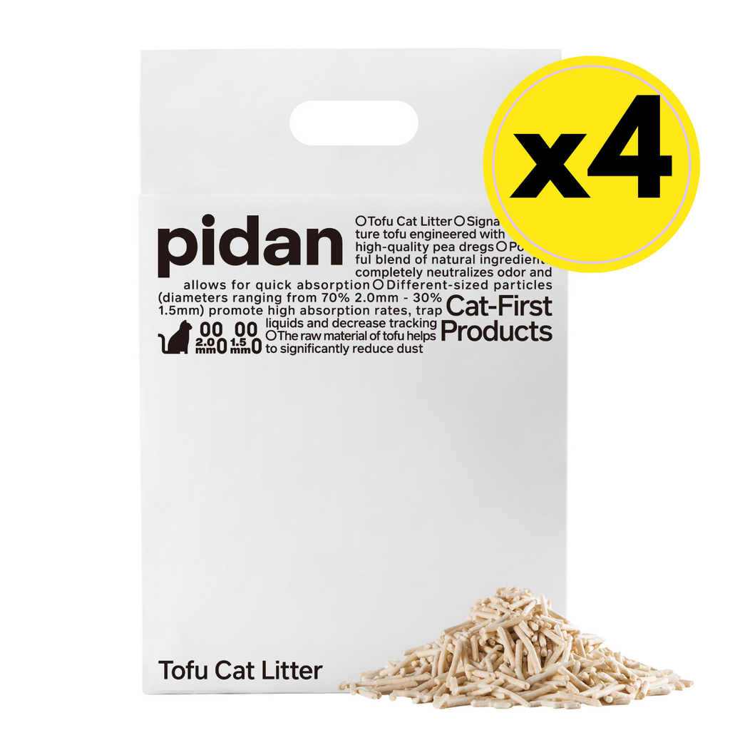 pidan Tofu Cat Litter | 70% 2mm mix 30% 1.5mm Original Tofu Cat Litter (Pure Tofu) | 2.4 kg per bag - 4 Bag Bundle | PD1611M1X4E